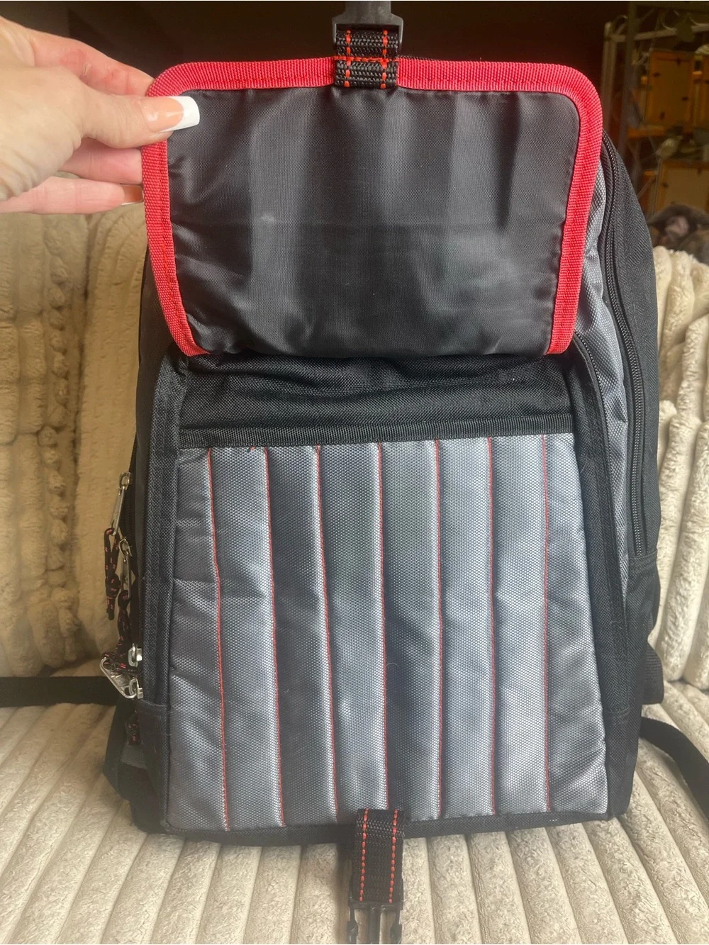 STARTER Black and Gray Backpack with Red Trim